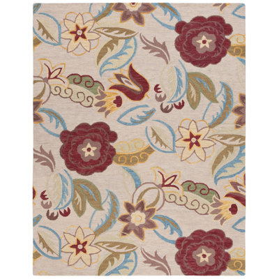 Tapis floral en laine crocheté à la main Emrick