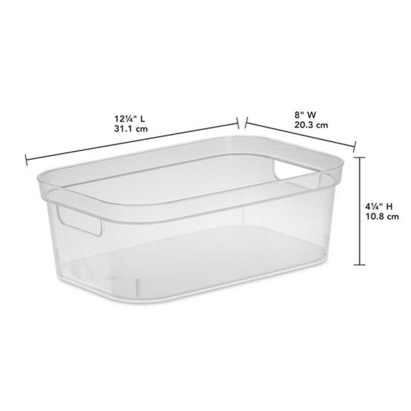 Sterilite 4.25 x 8 x 12.25 Inch Storage Bin with Carry Through Handles, (8 Pack)