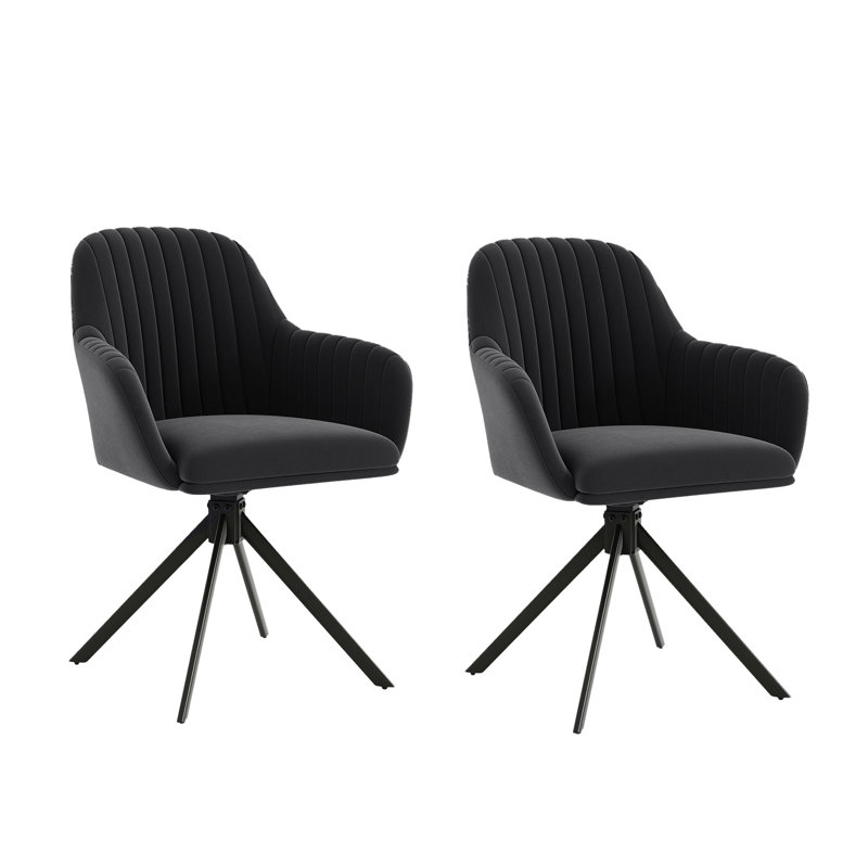 Velvet Upholstered Side Chair, Black, 1, Black