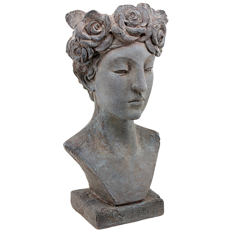 Gray Roman Goddess Resin Head Planter Statue