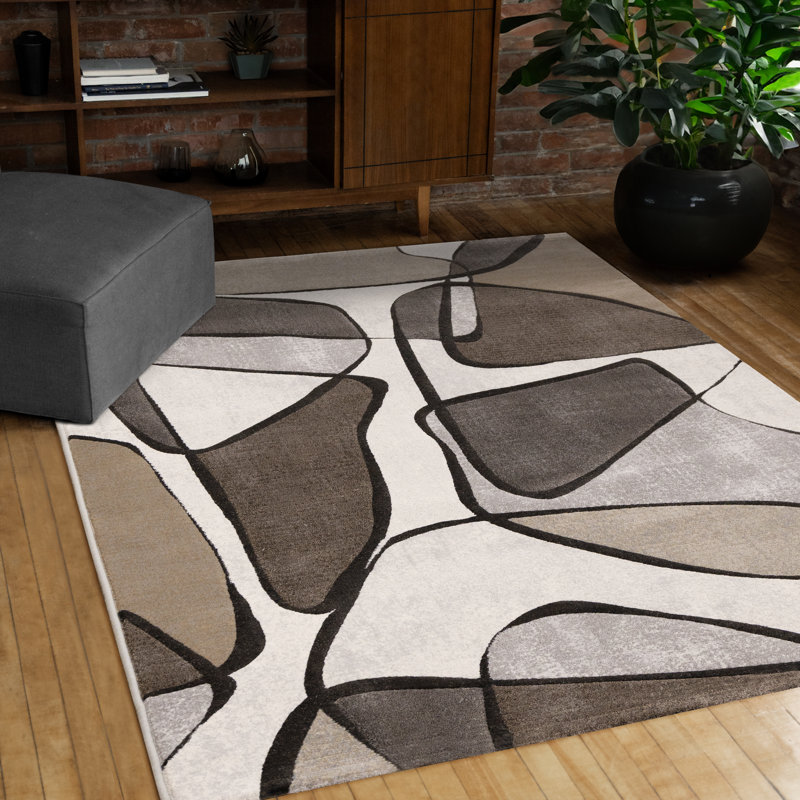 Tapis géométrique brun / ivoire Jadir, Rectangle 5 pi 3 po x 7 pi 7 po