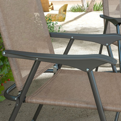Chaises de patio pliantes, 4 adultes pour l'extérieur, filet respirant, pelouse, camping inclinable brun zéro gravité, siège