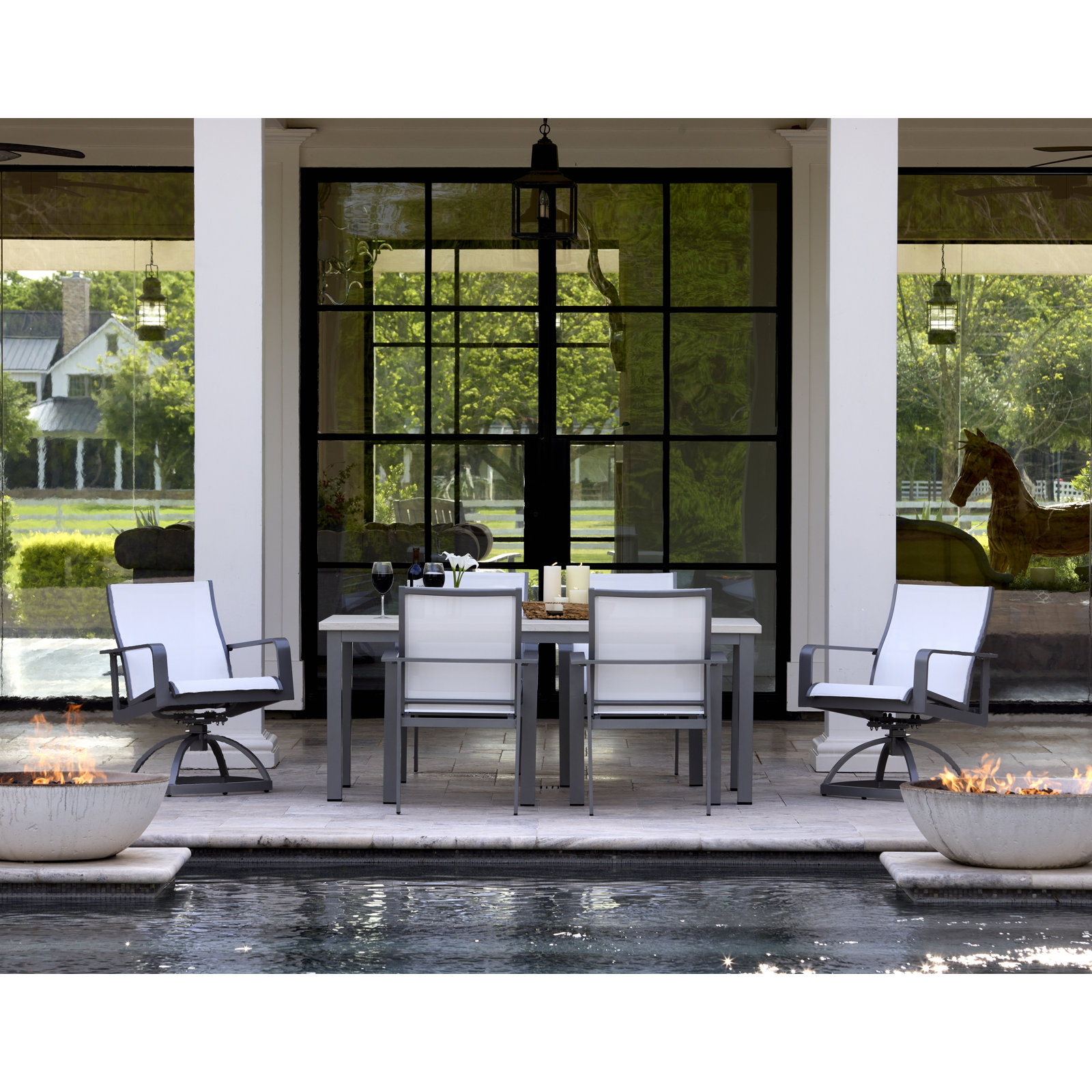 72" Patio Dining Set, Silver