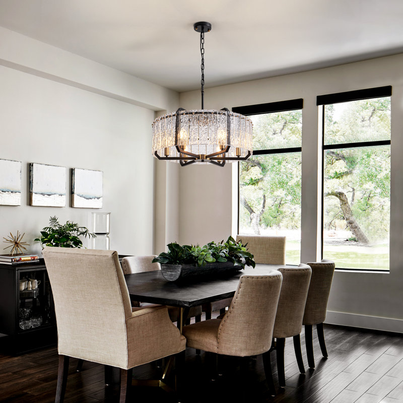 6-Light Dimmable Crystal Drum Chandelier, Medium