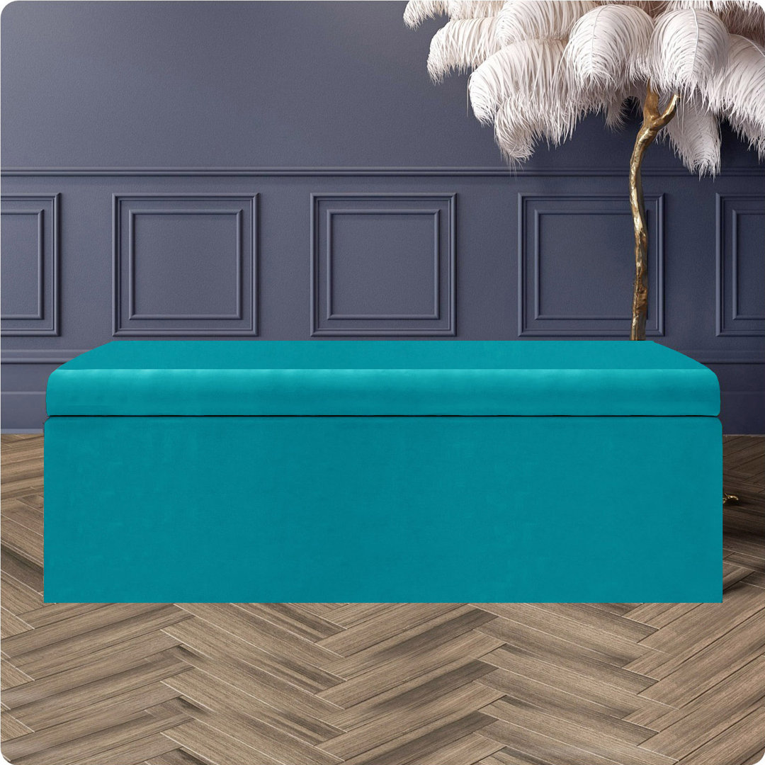 Safar Large Plush Velvet Ottoman Storage Box with Plain Lid Multi Functional Upholstered Blanket Box