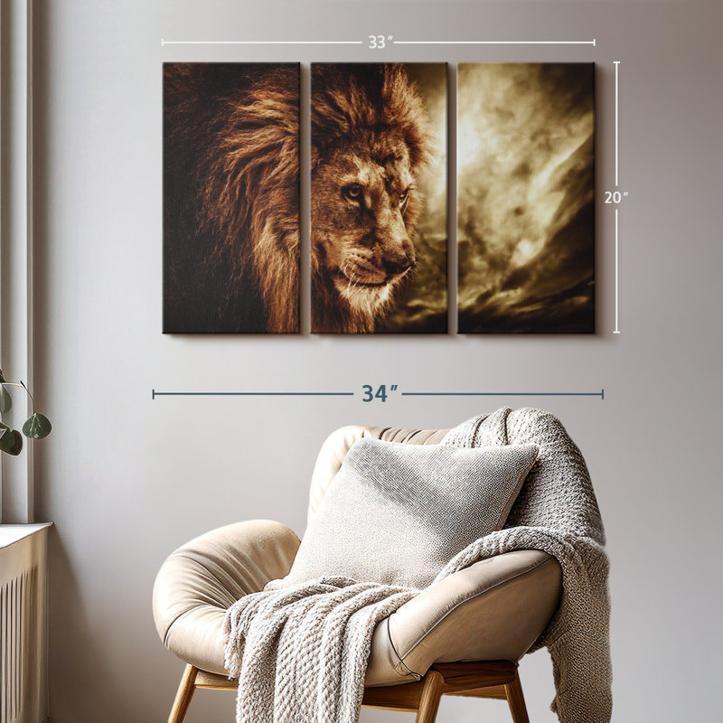 «Stormy Sky Lion» sur, H 20 po x l 33 po x P 1,25 po