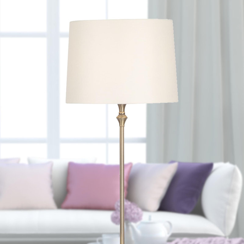 Edberg 150.6cm Traditional Floor Lamp, Antique Brass, Cream