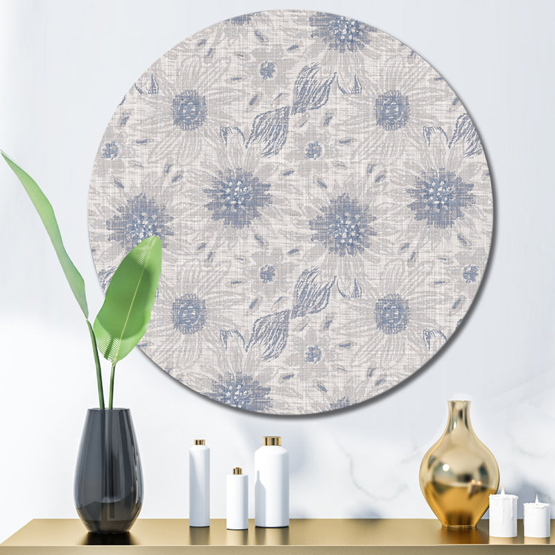 Art mural rétro en forme de fleur de campagne bleue VI, H 36 po x l 36 po x P 1 po