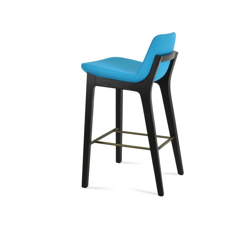 Comptoir en bois Pera HB, Tabouret de bar (siège d'une hauteur de 29 po), Tissu turquoise