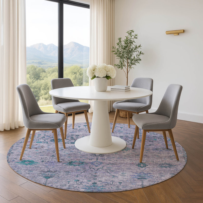 Premium Machine Washable Pinkston Arabesque Rug, Round 8'
