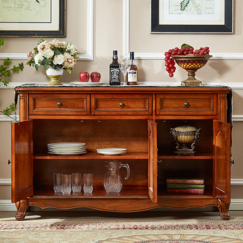 Buffet cerisier massif et bois manufacturé, H 35,04 po x l 51,18 po x P 18,9 po