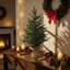 Sapin de Noël artificiel vert réaliste de 60 cm (2 pi) à poser sur une table, avec base décorative recouverte de papier kraft.