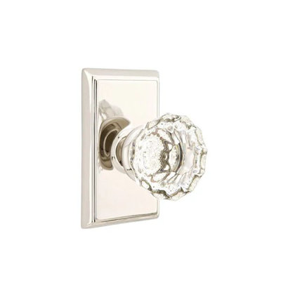 Ensemble de mortaise intérieure Emtek avec rosette rectangulaire et poignée en verre Astoria (LH)