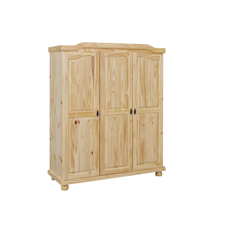 Bern Hinged Door Wardrobe - Solid pine wood, Natural