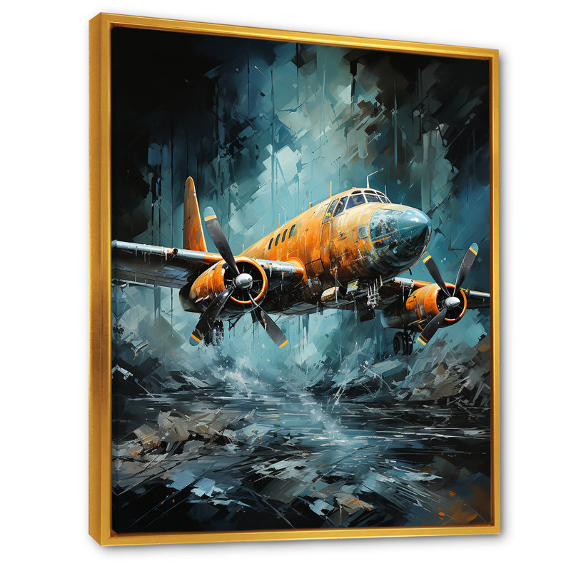 Reconnaissance aérienne d'un avion militaire sur toile, Cadre flottant doré, H 20 po x l 12 po x P 1 po