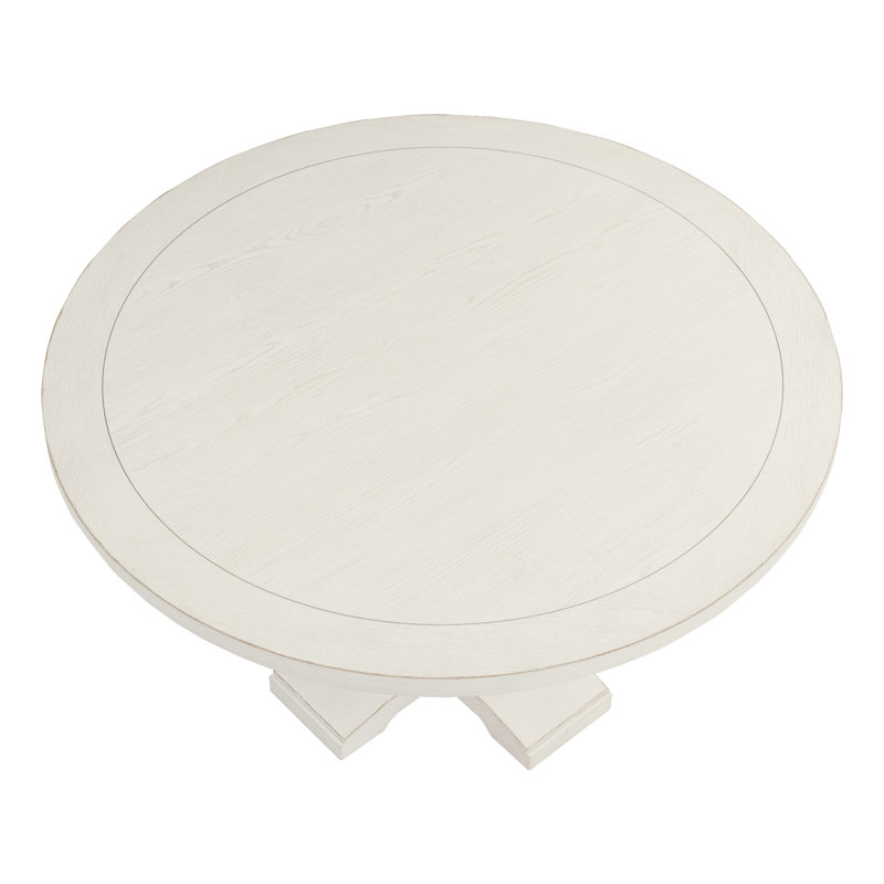 Antique White Round Wood Dining Table for Six