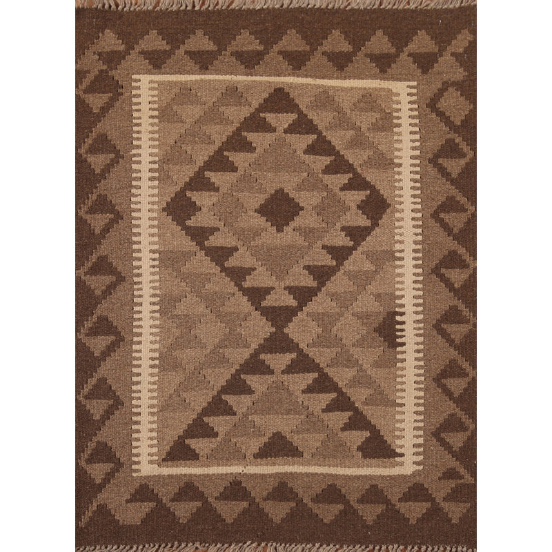 Geometric Kilim Oriental Wool Rug 3x4