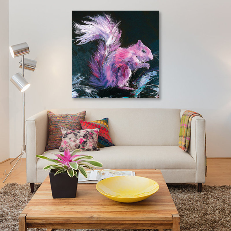 «Pink Squirrel», reproduction sur toile, H 37 po x l 37 po x P 1,5 po, Pas de tapis, Toile tendue