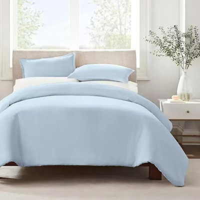Queen Size, Blue Duvet Cover, Soft Cotton Blend, Skin-, Breathable, Cloud-like Wrap Sensation, Reinforced Seams, Pilling, Precise Fit, Safe Dyeing Comfortable For Bare Sleeping, Skin- And Stitching,
