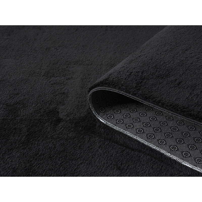Taeler Washable Modern Living Room Rug Polyester - Anti-Slip Felt Backing Carpet Bedroom-Hallway, Black