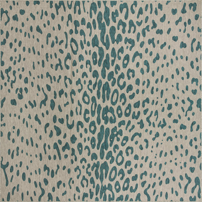 Teal Samburu Indoor/Outdoor Safari Rug, Square 13'