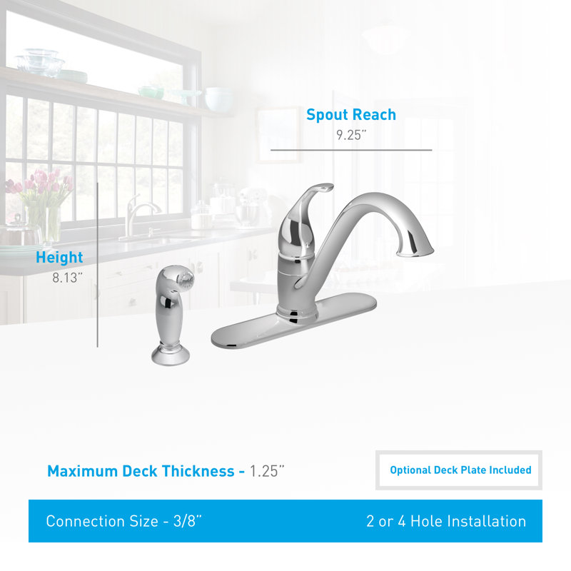 Brantford Pull Out Single Handle Kitchen Faucet with Side Spray, Spot Resist Stainless