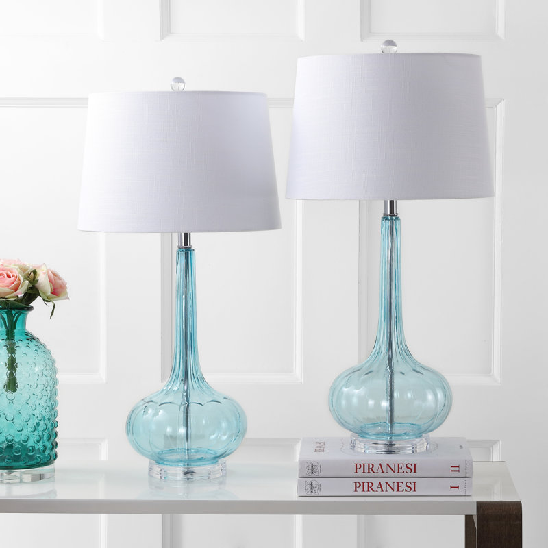 Musselman Glass Table Lamp, Aqua