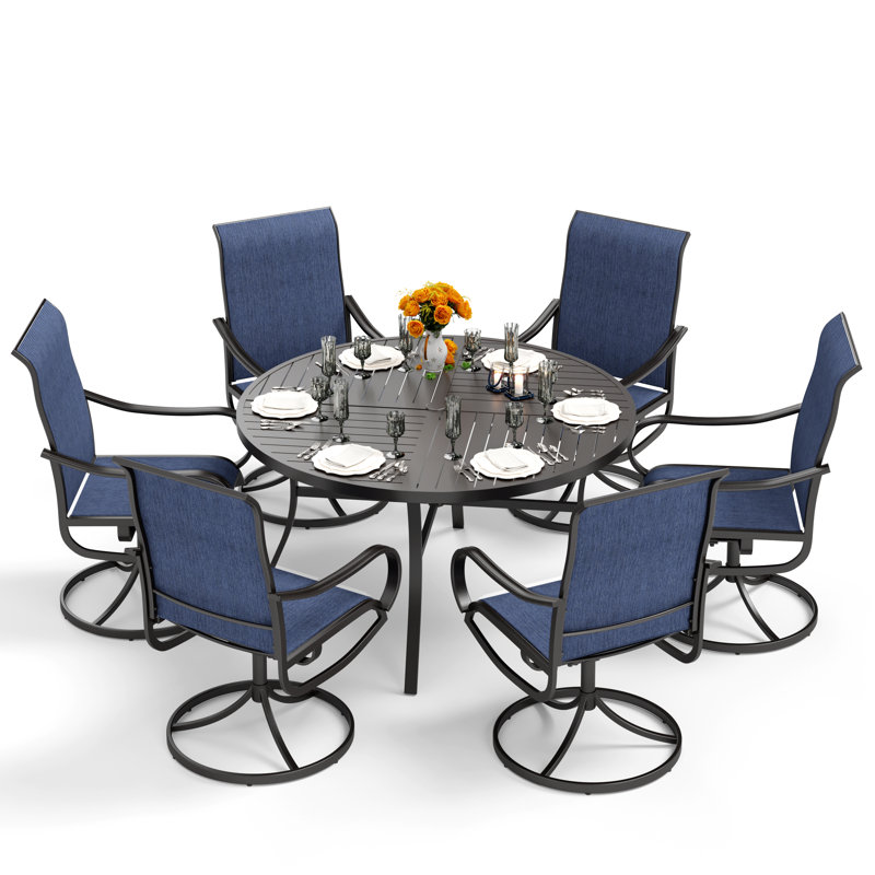 Sutiya Metal Patio Dining Set with Round Table, 6