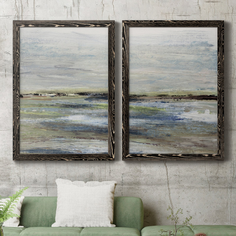 Wetlands I - ensemble de 2 peintures sur toile encadrées, H 20 po x l 34 po x P 1,5 po, Noir
