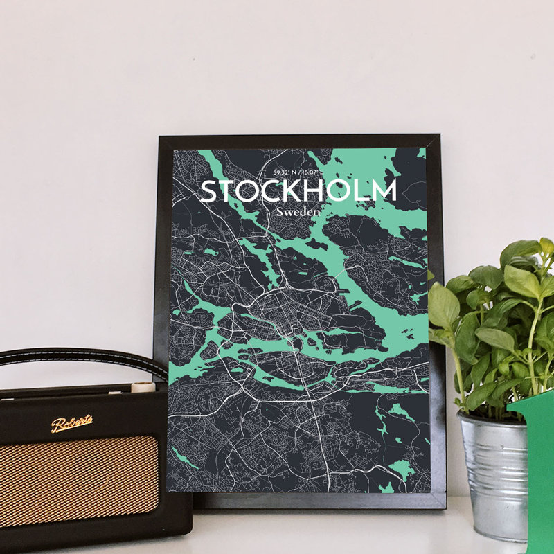 Stockholm City Map - No Frame Print, 60.2 cm H x 27.9 cm W x 0.1 cm D
