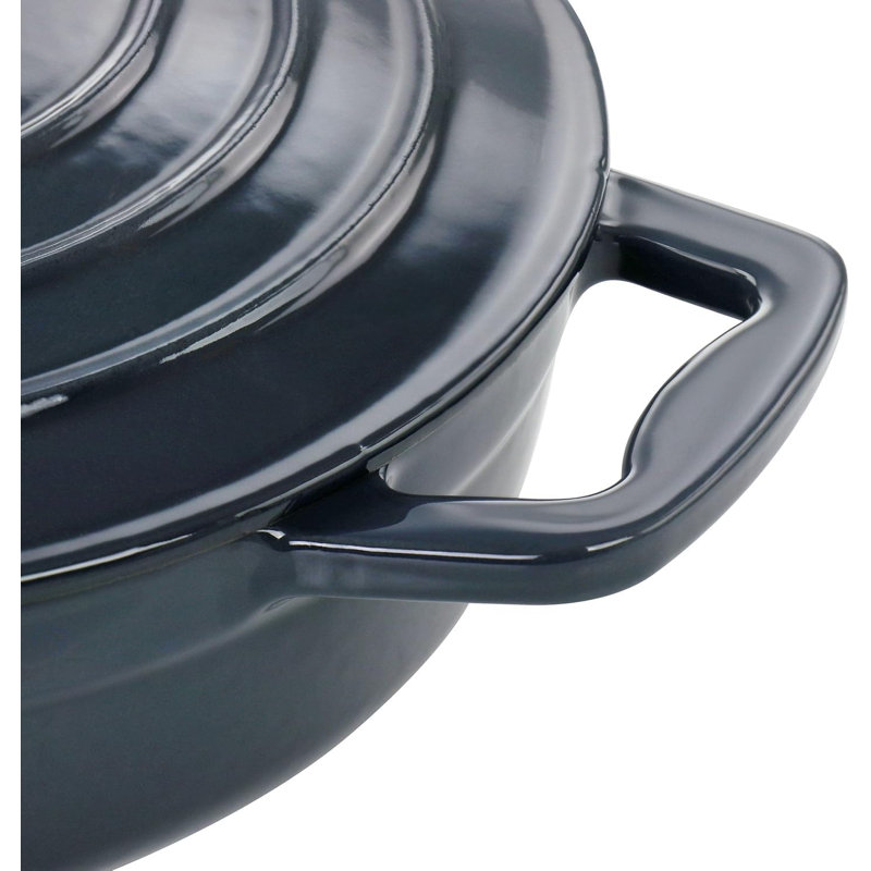 Braisière en fonte émaillée de 2 pintes, casserole à braisière ronde antiadhésive avec couvercle pour la cuisson, 2 pintes