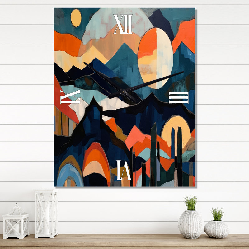 Jairee - Horloge murale Mid-Century abstraite, H 40 po x l 30 po x P 1 po