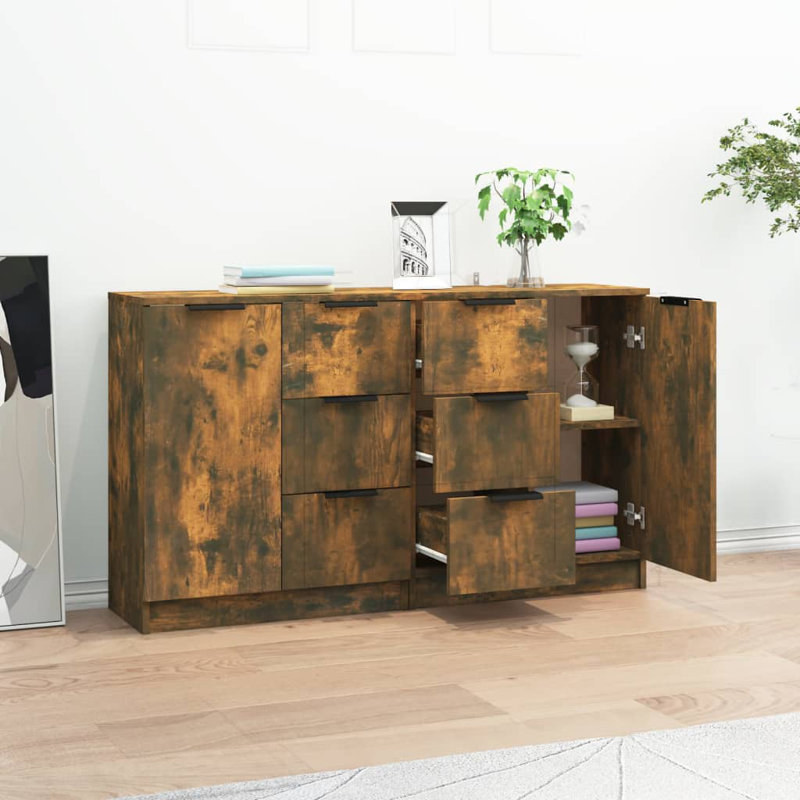 Laycee 60Cm Wide 6 Drawer Sideboard, Smoked Oak