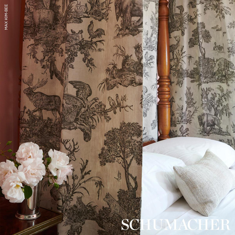 Western Toile Fabric, Carbon