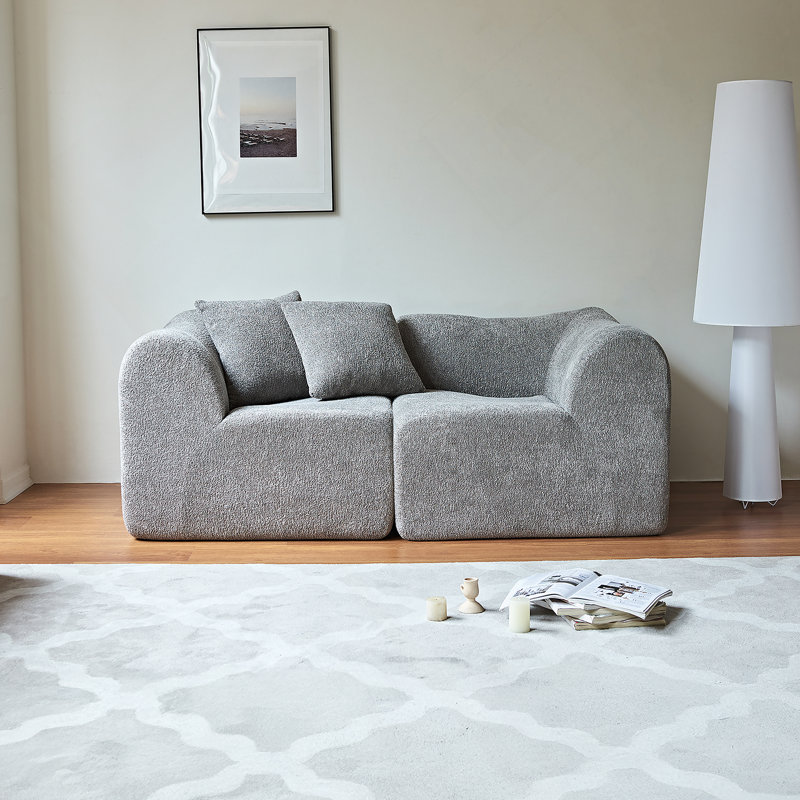 Canapé confortable en velours 2 places avec coussins, peu encombrant et idéal pour les petits espaces de vie, le bureau ou un appartement