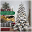 Arbre de Noël en forme d'épouvantail floqué avec 470 lumières à DEL blanc chaud, 1242 pointes de mémoire en PVC, poteau électrique et structure à charnières - arbre de Noël réaliste enneigé-1880993568