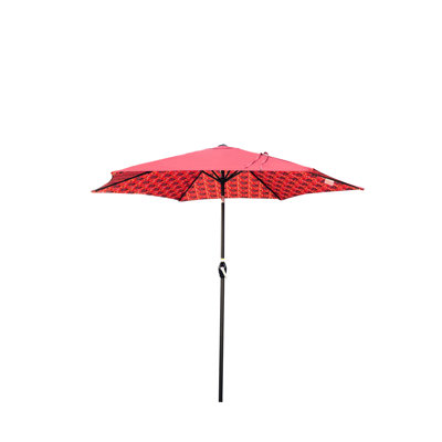 9Ft Ice Pattern Orange Patio Parasol With Weather Canopy, 1.49'' Diameter Steel Pole And 45 - Degree Tilt For Outdoor Leisure Garden Umbrella Adjustable Use
