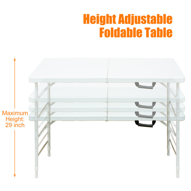 Table pliante portative intérieure et extérieure de 4 pi, poids maximum 135 kg, table pliable pour le camping - blanc