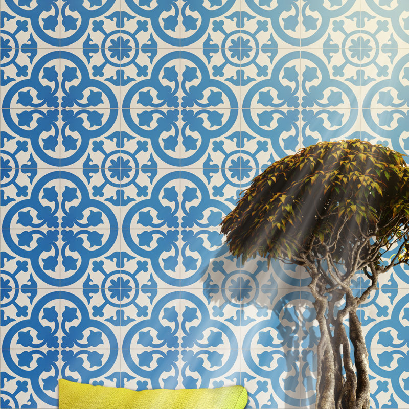 Melah 8" x 8" Cement Patterned Wall & Floor Tile