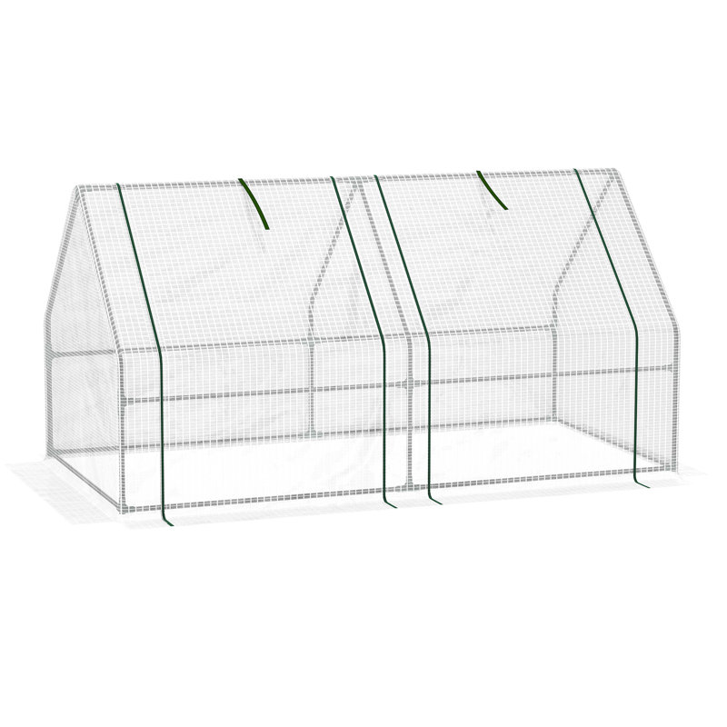 Outsunny 6' X 3' X 3' Portable Mini Greenhouse Outdoor Garden With Large Zipper Doors And Water/UV PE Cover, White