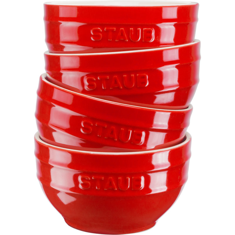 Staub Ceramique 4-Pcs Ceramic Bowl Set, Cherry