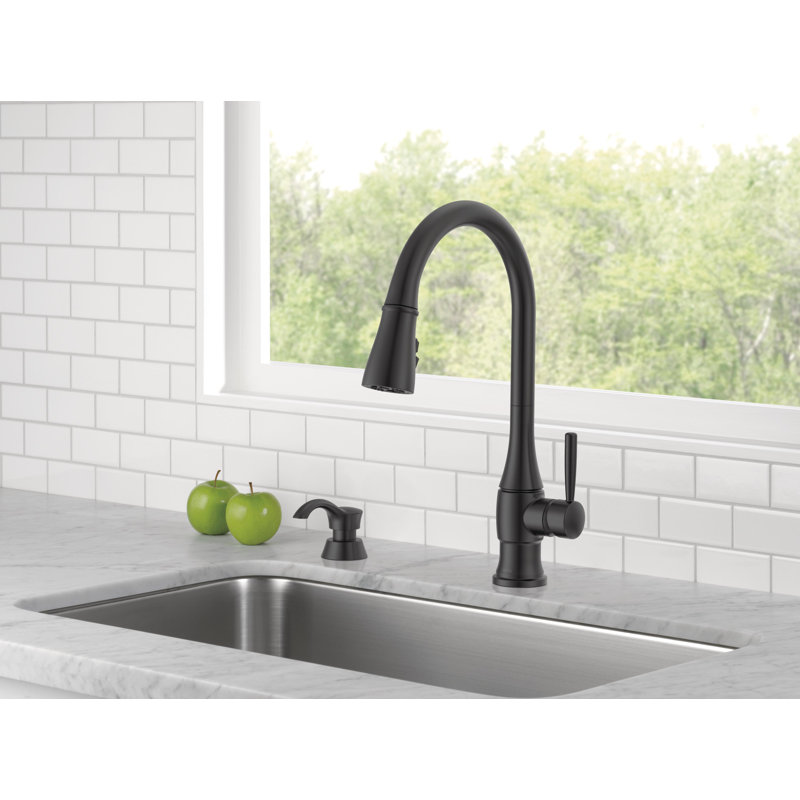 Hazelwood Pull Down Sprayer Kitchen Sink Faucet with Matching Soap Dispenser, Matte Black