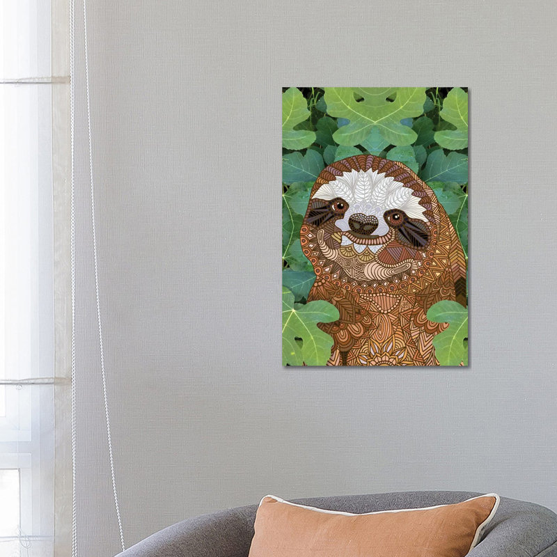 Happy Sloth by Angelika Parker - Wrapped Canvas Print, 66.04 cm H x 45.72 cm W x 3.175 cm D