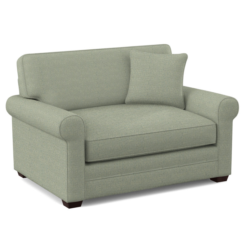 Bedford 57" Twin Sofa Bed, Havana Finish, Green Performance Fabric; 0851-54, 5" Innerspring Mattress