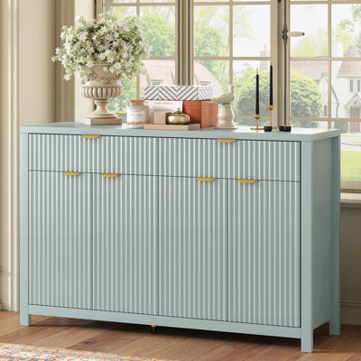 Console moderne à motif de vagues avec 2 tiroirs et 4 portes