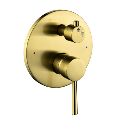 Robinet de douche à 2 voies avec douchette de pluie en acier inoxydable de 10 po et douchette à main en or brossé