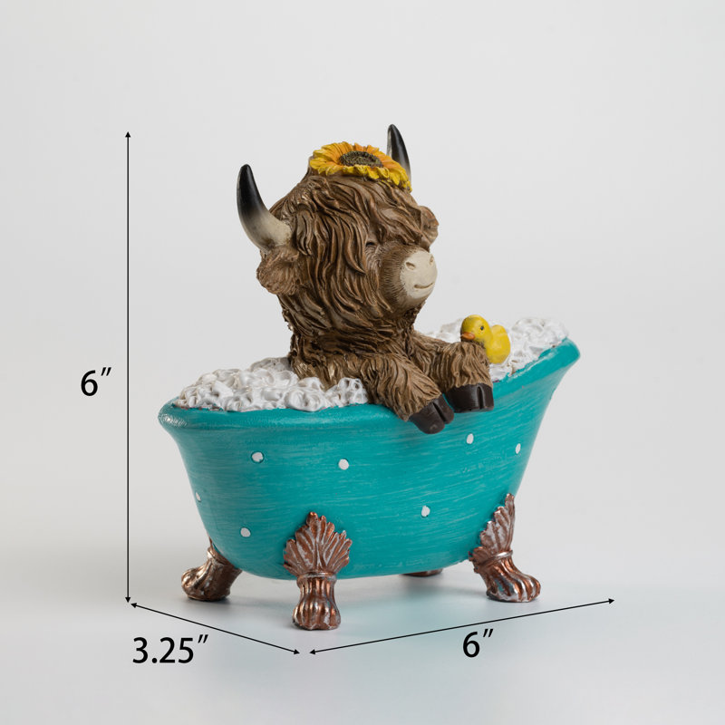 Figurine en résine Highland Cow in Bathaign