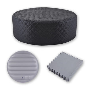 3-Piece Inflatable Hot Tub Cec Insulation Cover Set, Suit For Round Inflatable Spa, Outdoor Spa Inflatable Cover Square Top Lid, Insulation Cover, Hot Tub Mat