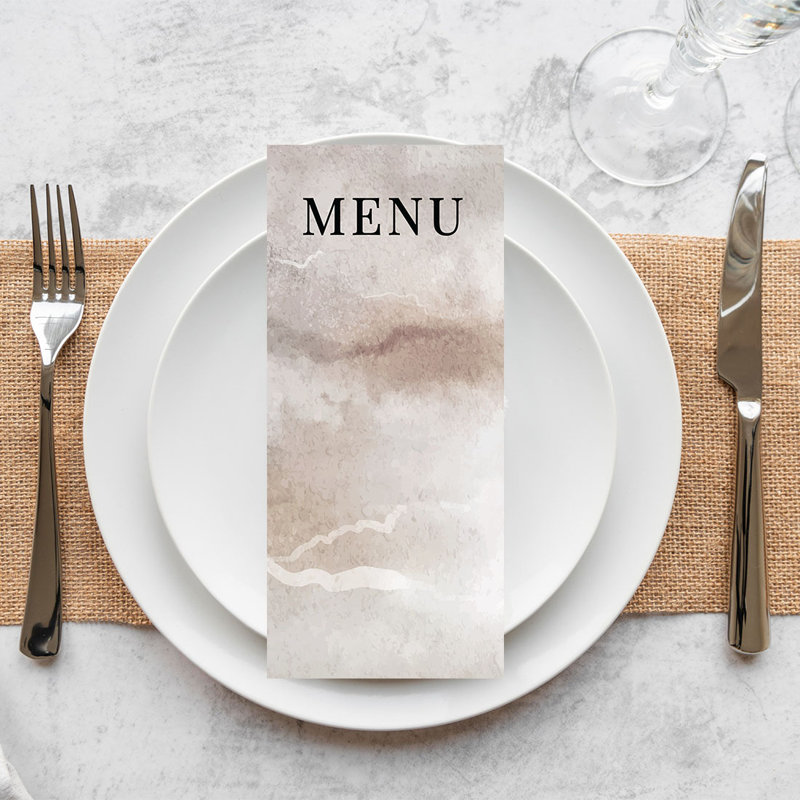 Paquet de 52 cartes de menu imprimables en papier pour mariage