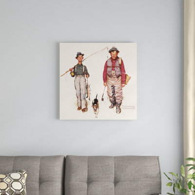 «Two Old Men and Dog» par Norman Rockwell - reproduction d'art sur toile